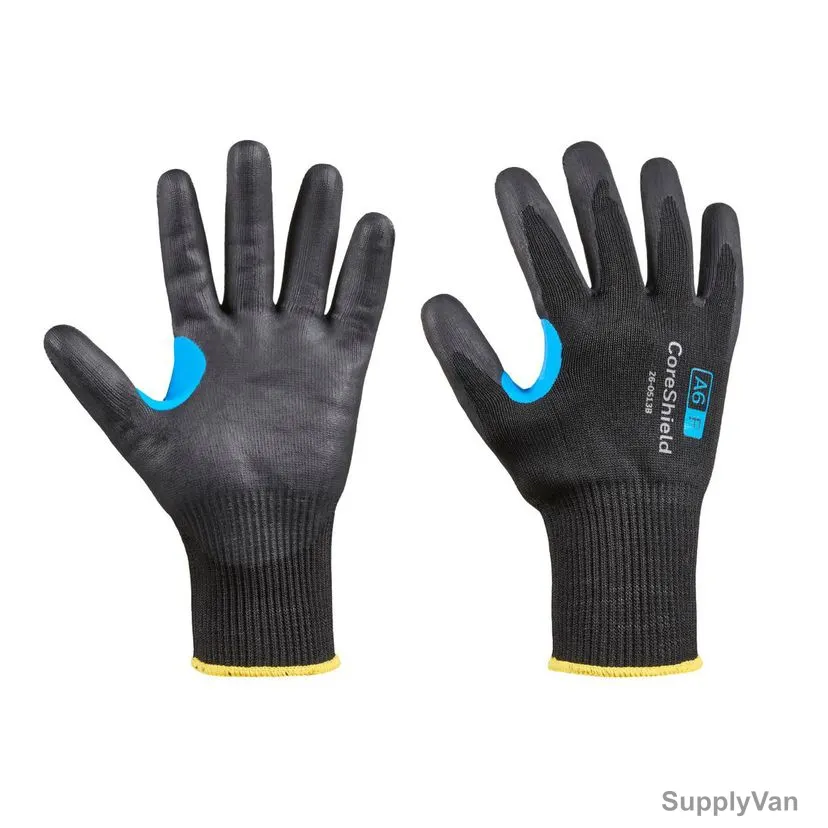 Honeywell Dipped Cut-Resistant Gloves, 26-0513B-9L, CoreShield, A6/F Cut, Nylon, Size9, Black — image 1