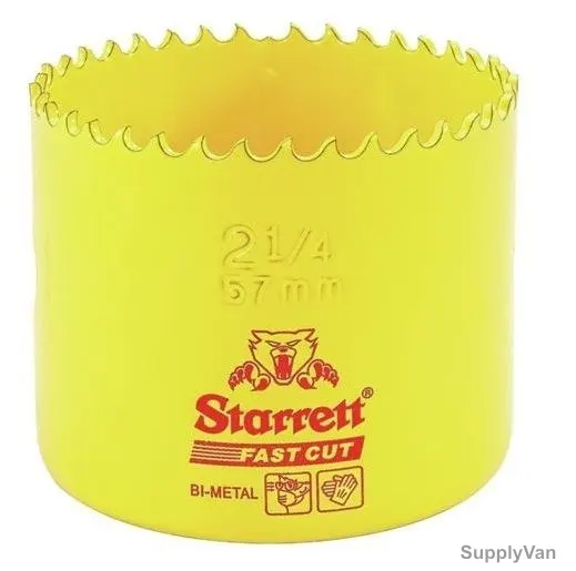 Starrett Hole Saw, FCH0214, High Speed Steel, 57MM, 5.5 TPI, Yellow