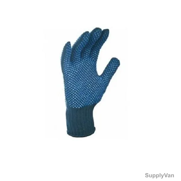 Single Side Dotted Gloves, Free Size, Blue, 12 Pairs/Pack