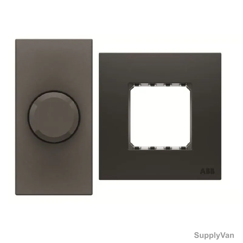 ABB Rotary Dimmer With Half/Double Rocker Frame, AMD60322-AN-plus-AMD5144-SB, Millenium, 1 Module, 1 Gang, 2 Pcs/Set — image 1