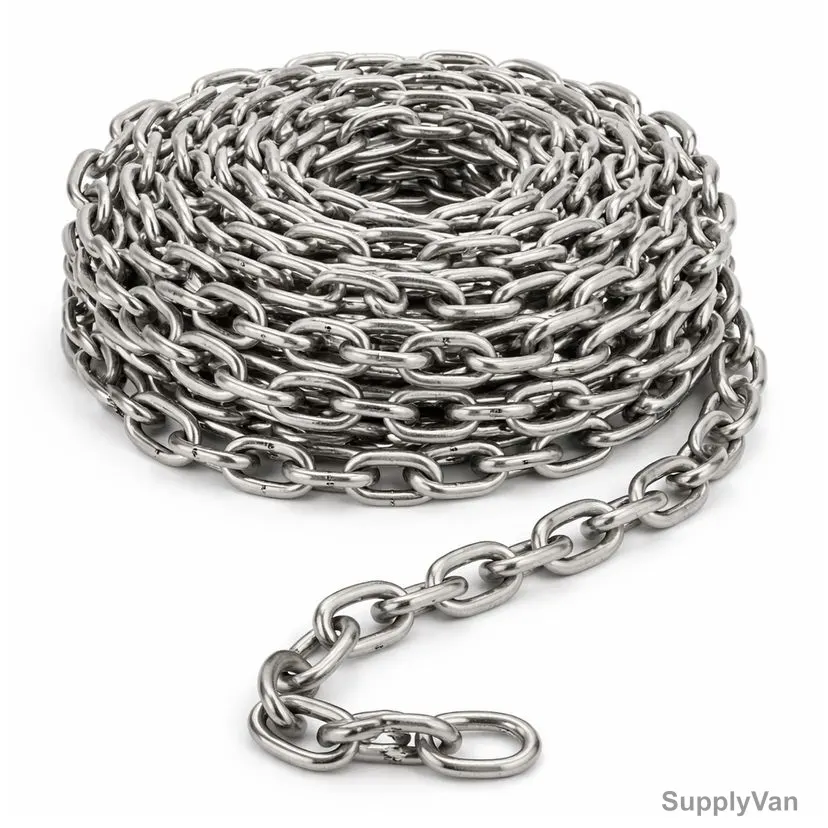 Bollard Chain, Stainless Steel, 6MM Thk, 12 Mtrs Length