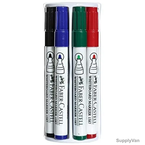 Faber-Castell Whiteboard Marker Set With Duster, 5 Pcs/Set