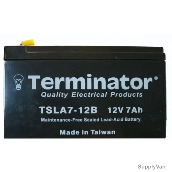 Terminator Rechargeable Sealed Lead Acid Battery, TSLA-7-12V, 12V, 7Ah