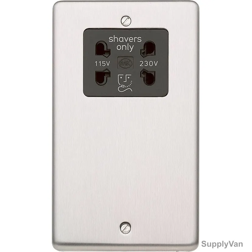 Mk Shaver Socket, K24709BSSB, Aspect, IP41, 115-230V, Brushed Stainless Steel