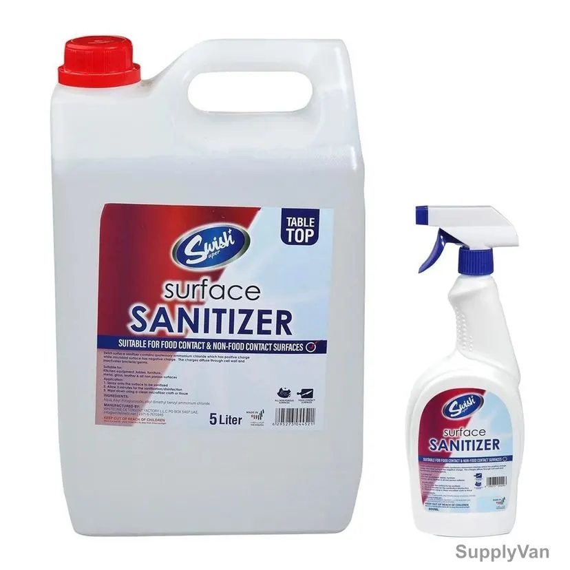 Swish Antibacterial Disinfectant Multipurpose Surface Sanitizing Liquid With 800ML Spray Bottle, 5 Ltrs