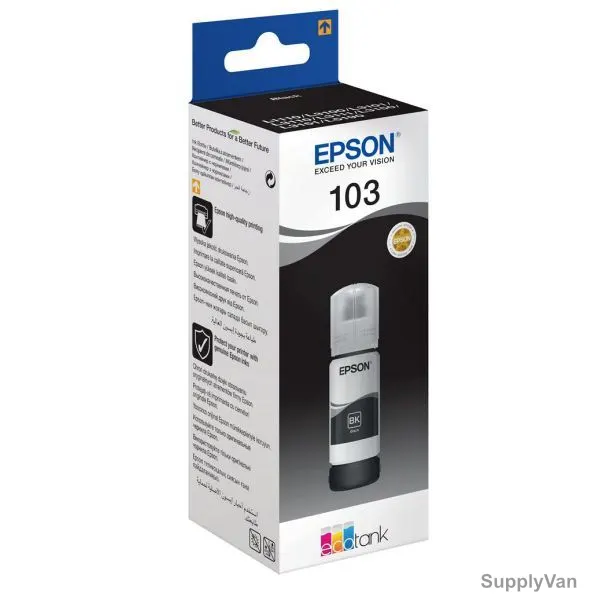 Epson Ink Bottle, C13T00S14A, 103 EcoTank, 65ML, Black