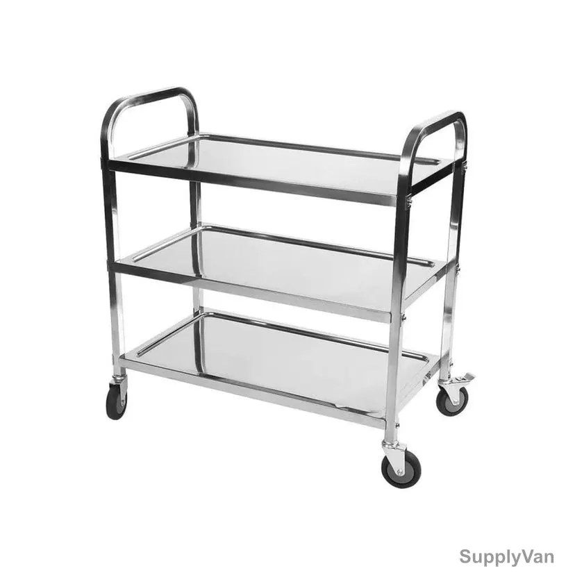 3-Tier Dining Cart, ST13-M, Stainless Steel, 90CM Height x 45CM Width x 86CM Length, Silver