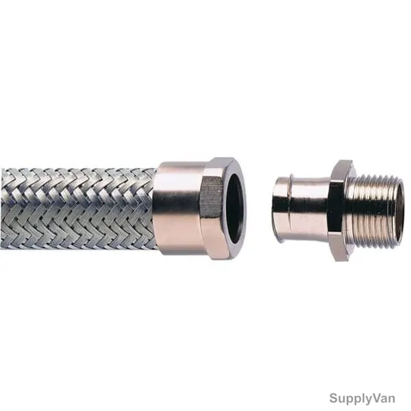 Adaptaflex Conduit Fitting W/ Locknut, S32-M32-AC-plus-LNB-M32, Brass, 1 Inch, Silver