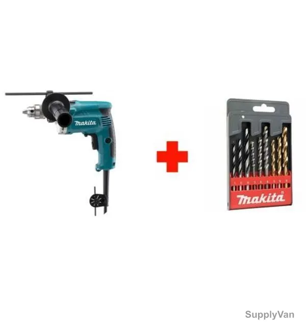Makita Impact Drill With Drill Bit Set, HP1230+D-08660, 10 Pcs/Set