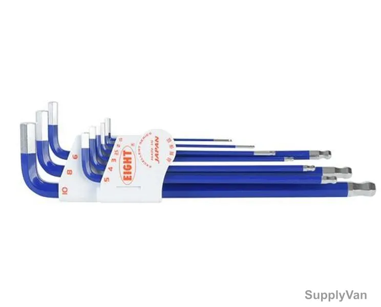 Eight Extra Long Taper Head Hex Key Wrench Set, TLC-S9NBL, 9PCS