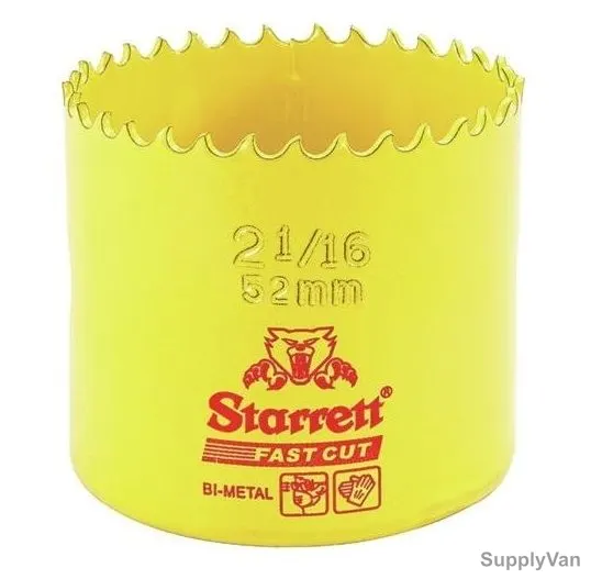 Starrett Hole Saw, FCH0216, High Speed Steel, 52MM, 5.5 TPI, Yellow