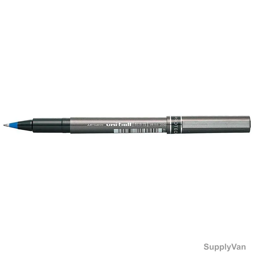 Uni-Ball Roller Ball Pen, UB155, Deluxe, Micro, Blue, 12 Pcs/Pack