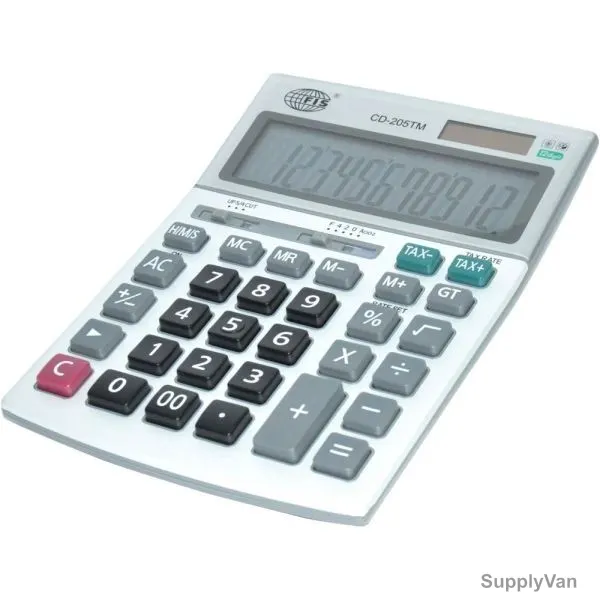 FIS 12-Digits Desktop Calculator, FSCACD-205TM, White