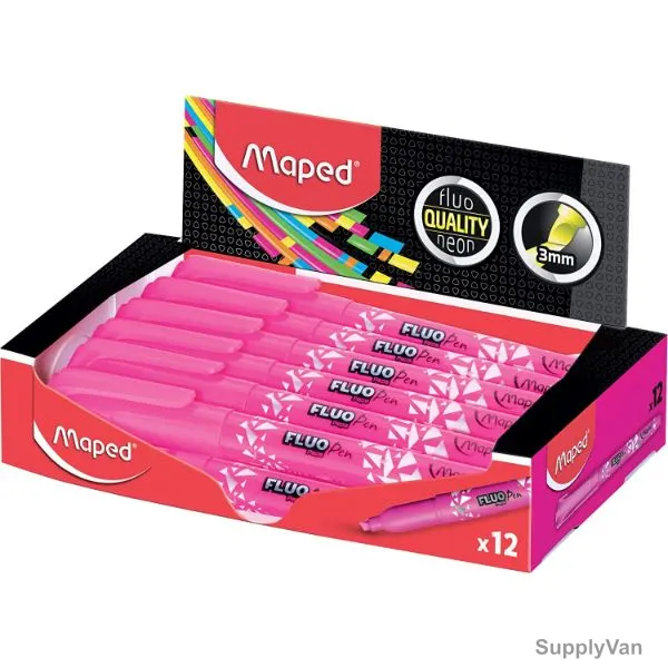 Maped Pen, MD-734036, Fluo'Peps, 3.0MM Tip Size, Pink, 12 Pcs/Pack
