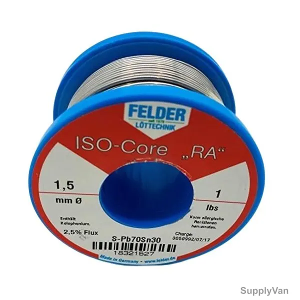 Felder Soft Soldering Wire, 18321527, Iso-Core RA, 1.5MM Dia, 454GM
