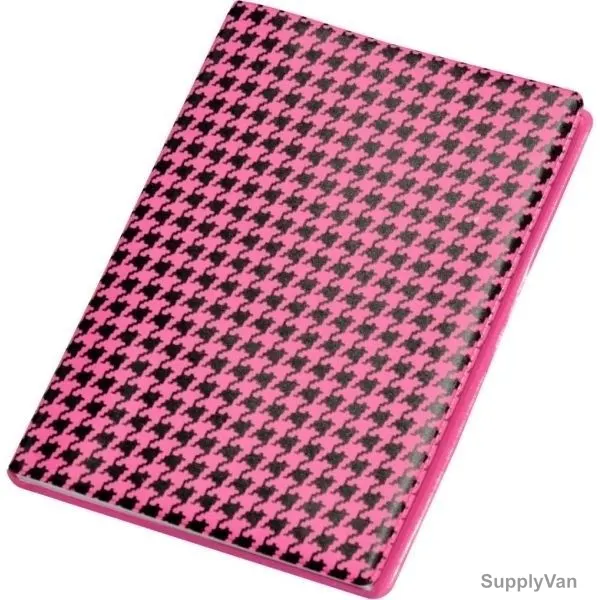 FIS 5MM Square Lines Notebook with PVC Soft Cover, FSNBP5A6100BKPI, 105 x 148MM, 100 Pages, Black and Pink