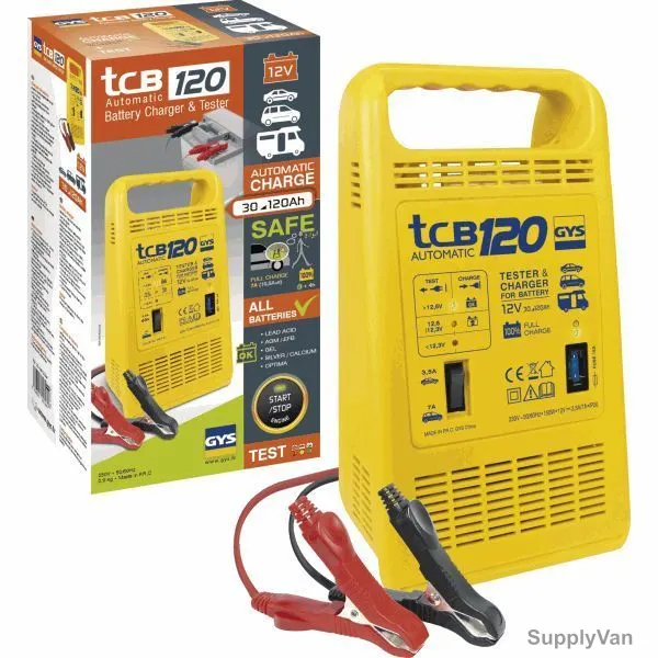 Gys Automatic Battery Charger and Tester, TCB120A, 12V