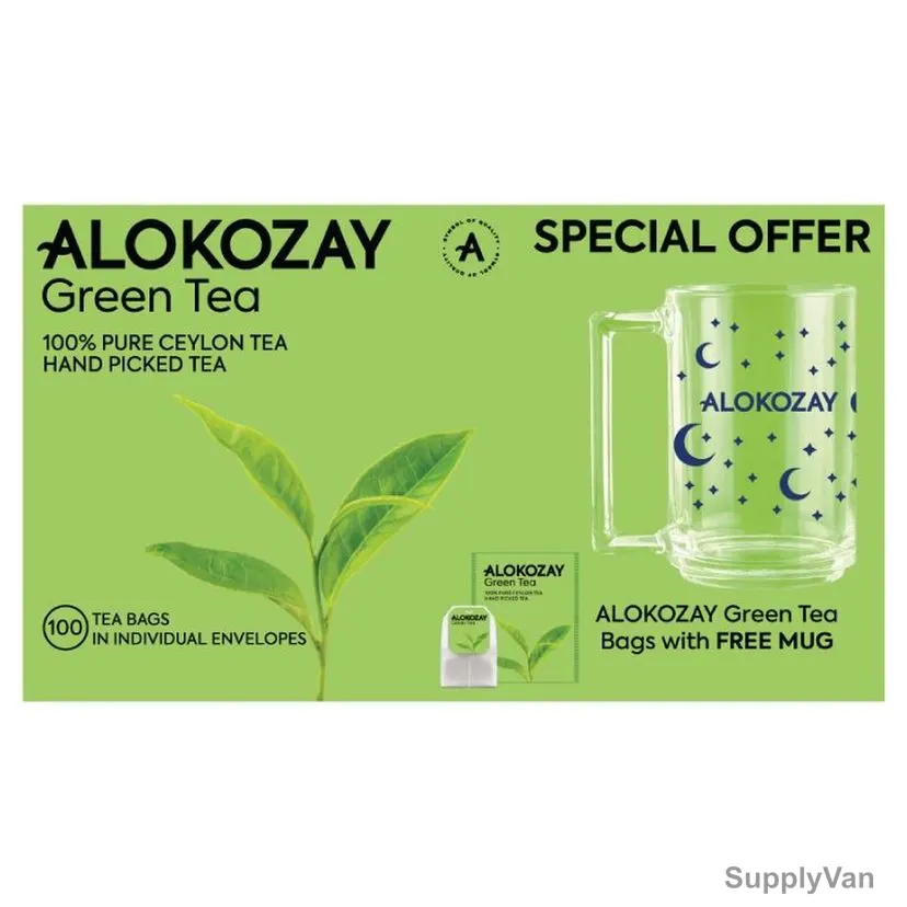Alokozay Green Tea Bag With Free Mug, 100 Pcs/Pack — image 1