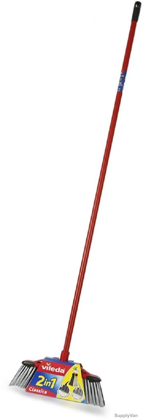Vileda 2 In 1 Indoor Floor Broom With Stick, VLFC116081A, PET, Grey/Silver