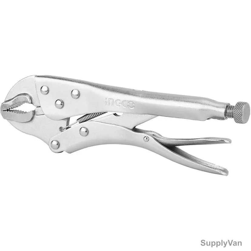 Ingco Curved Jaw Locking Plier, HCJLW0210, 0-50MM Jaw Opening, 10 Inch Length, Nickel Plated