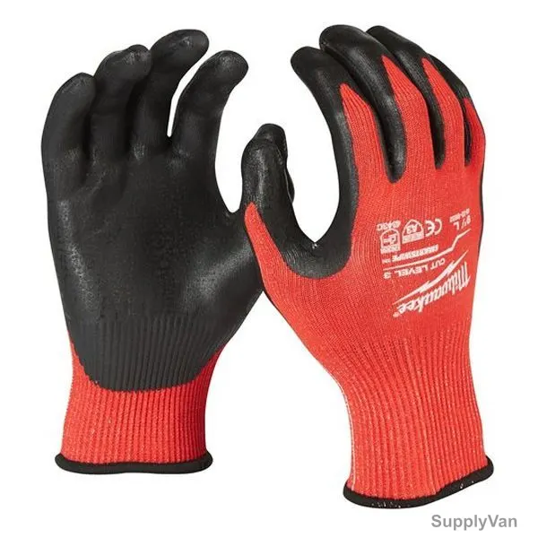 Milwaukee Dipped Gloves, 4932471421, Cut Level 3, L, Red — image 1