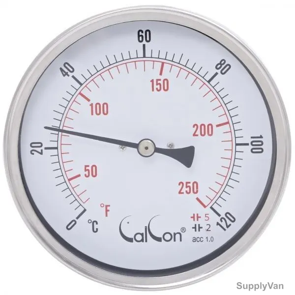 Calcon Bi-Metal Temperature Gauge, CCTB18D, 100x200MM, 1/2 Inch, NPT, 0-120 Deg. C