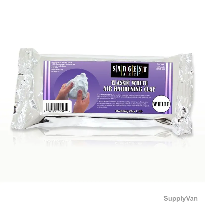 Sargent Art Classic Air Hardening Clay, SA22-3003, 1 lb, White