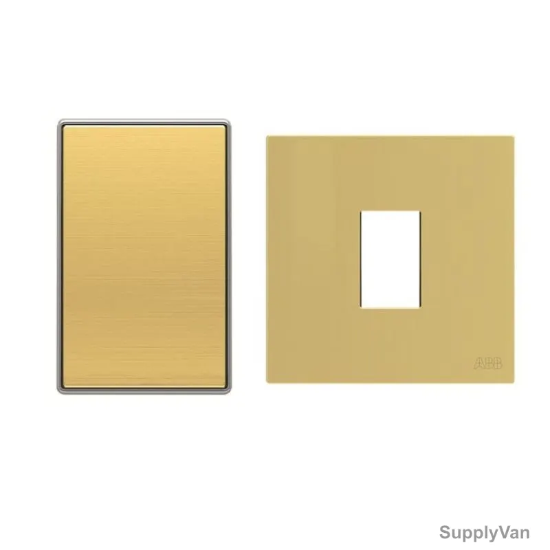 ABB Electrical Switch With Rocker Switch Frame, AMD10120-MG+AMD5120-MG, Millenium, 1 Gang, 1 Way, 10A, Matt Gold — image 1