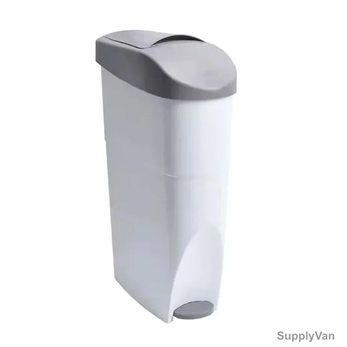 Pedal Trash Bin, ABS Plastic, 18 Ltrs, White/Grey