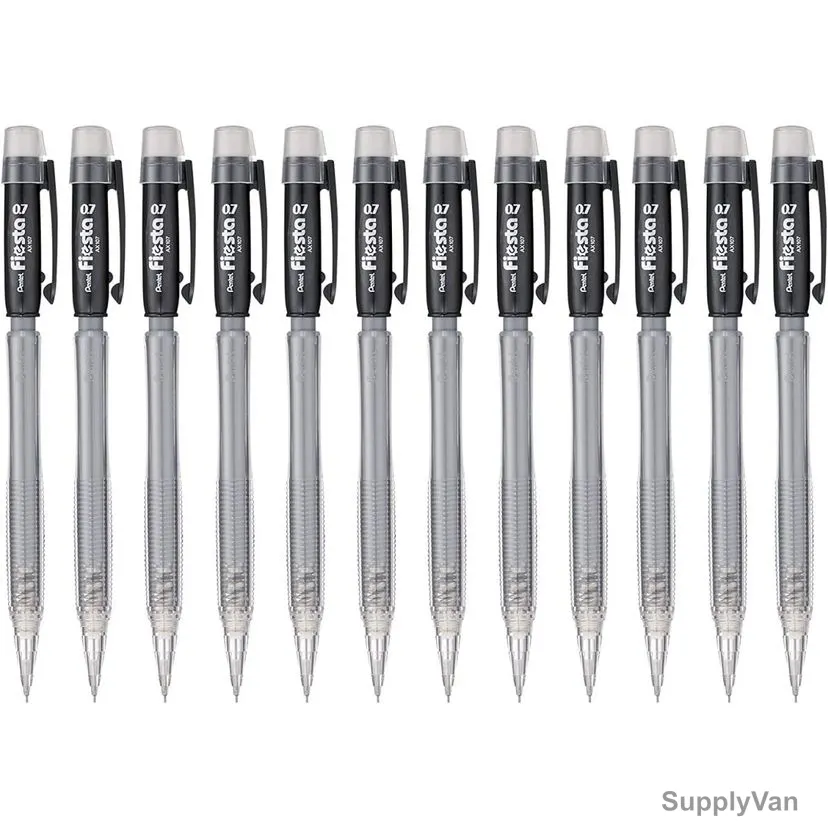 Pentel Mechanical Pencil, PE-AX107-A, Fiesta, 0.7MM, Black, 12 Pcs/Pack