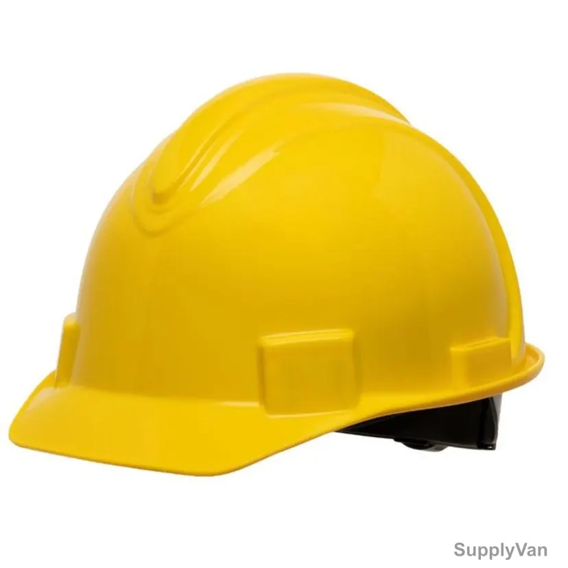 Honeywell Non-Vented Short Brim Hard Hat With 4-Point Ratchet Suspension, NSB10002E, HDPE, Yellow