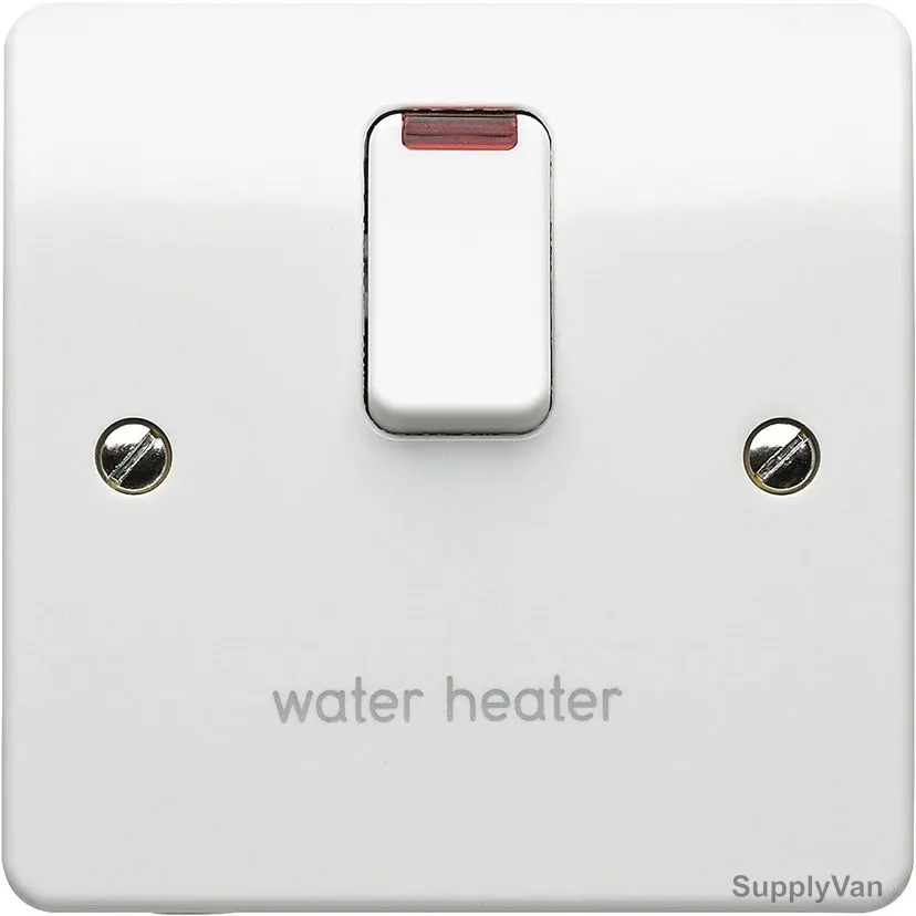 Mk Water Heater DP Switch With Neon And Flex Outlet, K5423WHWHI, Logic Plus, Thermoset Plastic, 1 Gang, 20A, White