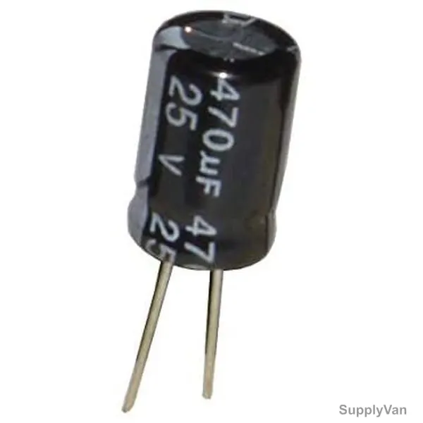 Electrolytic Capacitor, 470uF, 25V, Black, 10 Pcs/Pack — image 1
