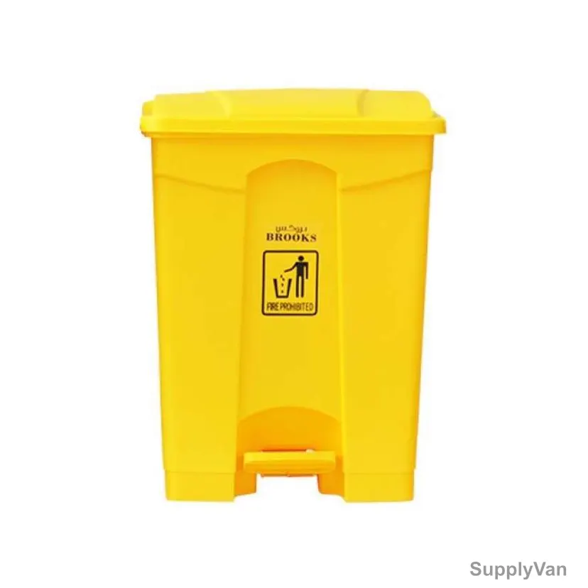 Brooks Pedal Waste Bin, BKS-PDL-298, 68 Ltrs, HDPE, Yellow
