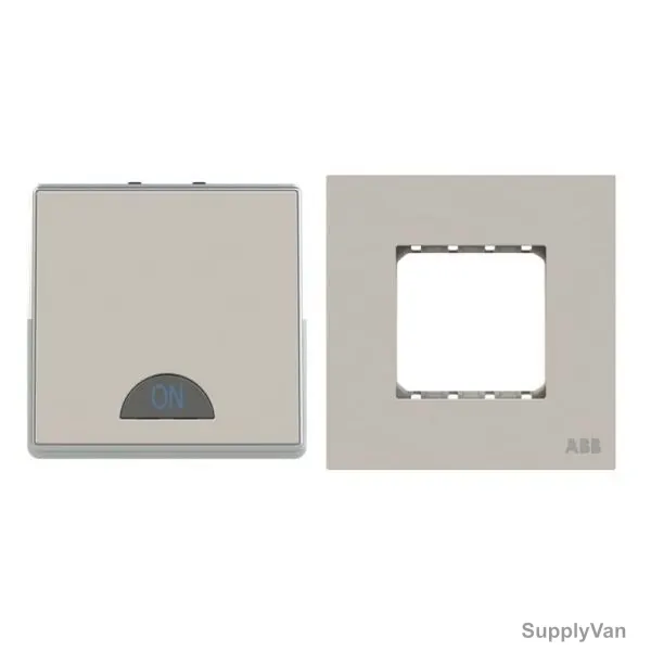 ABB Electrical Switch With LED and Double Rocker Frame, AMD11140-DU+AMD5144-DU, Millenium, 1 Gang, 2 Way, 20A, Dune Sand — image 1