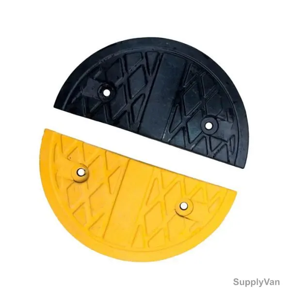 Speed Hump End Cap, Rubber, 50MM Height x 350MM Width x 375MM Length, Yellow/Black — image 1