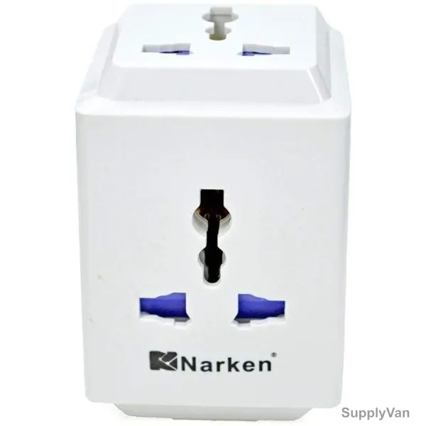Narken Plug Adapter, NK-918E2, 3 Ways, 13A, 250V, White — image 1