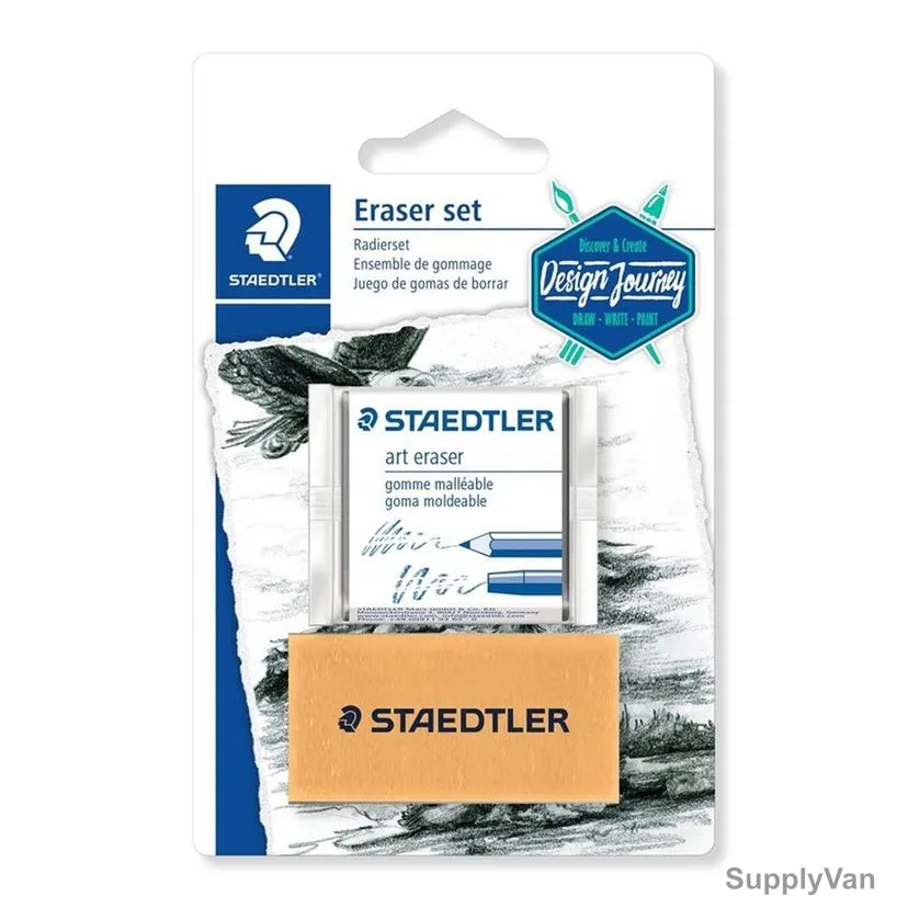 Staedtler Kneadable Eraser With Gum Eraser, ST-5427-SBK2C, White/Brown, 2 Pcs/Set