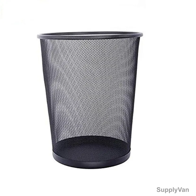Waste Bin, Metal, Round, 4.5 Gallon, 30 x 34CM, Black, 6 Pcs/Pack