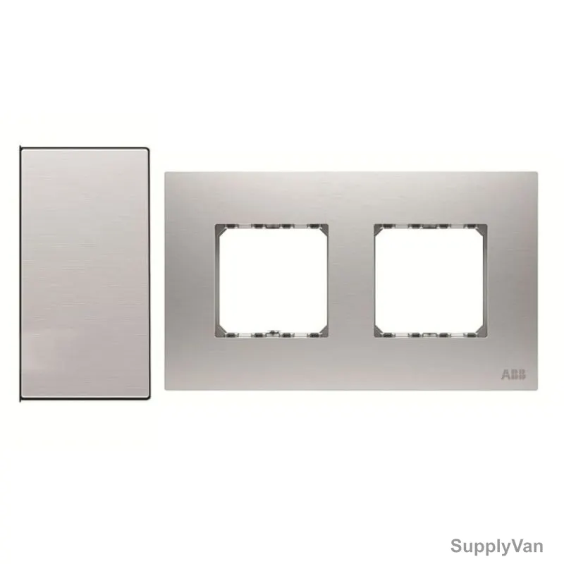 ABB Electrical Switch With Double Rocker Frame, AMD11622-ST+AMD5244-ST, Millenium, 4 Gang, 2 Way, 20A, Stainless Steel