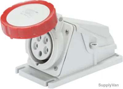 Gewiss 90 Deg Surface Mount Socket Outlet, GW62505, IP67, 16A, 3P+E, White-Red