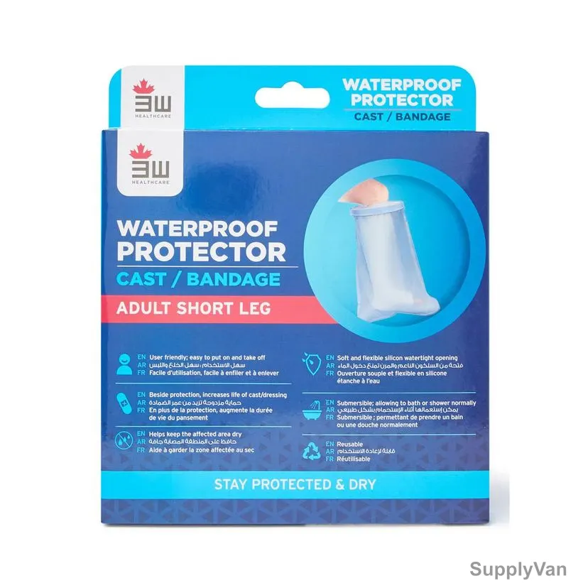 3W Adult Short Leg Waterproof Bandage Protector, 3W-2103, 23.5 x 20CM, Clear