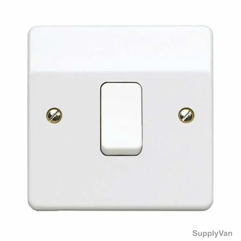 Mk Single Pole Electrical Switch, K4871WHI, Logic Plus, Thermoset Plastic, 1 Gang, 2 Way, 10A, White