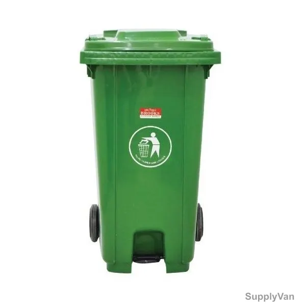 Brooks Waste Bin With 2 Wheels, BKS-WST-383, HDPE, 240 Ltrs, Green
