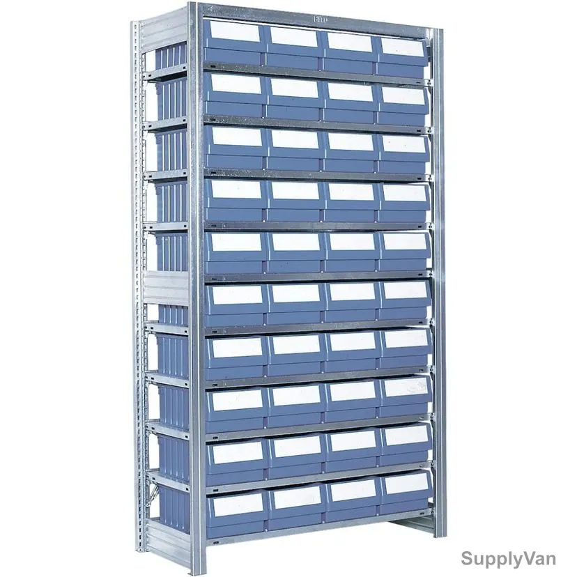 Bito Boltless Shelving With Shelf Trays, SKR6214G, 10 Shelves, 1850 x 1058MM, Blue