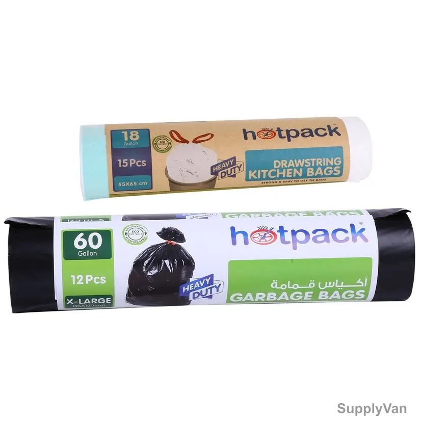 Hotpack Garbage Bag W/ Free 15PCS Kitchen Bag, ROGBR95120TBWR5565, 95 x 120CM, Black, PK12 — image 1