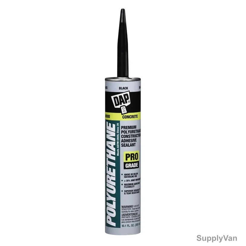 Dap Polyurethane Construction Adhesive Sealant, 18816, Black, 10.1 Oz, 12 Pcs/Pack