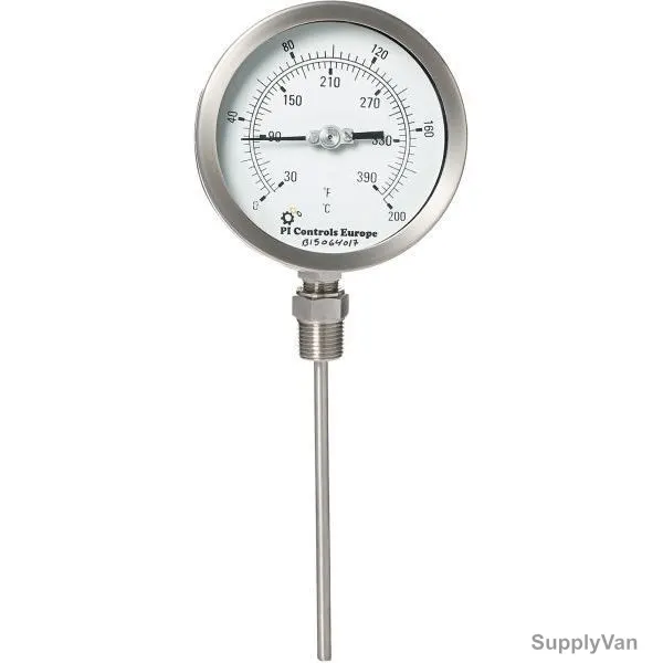 PI Control Temperature Gauge, TG-6-100D-200R-150L, 100x150MM, 1/2 Inch, MNPT