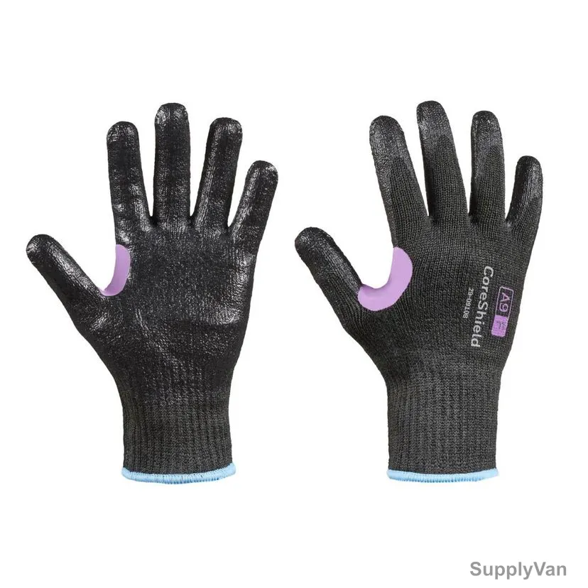 Honeywell Dipped Cut-Resistant Gloves, 29-0910B-9L, CoreShield, A9/F Cut, Nylon, Size9, Black — image 1