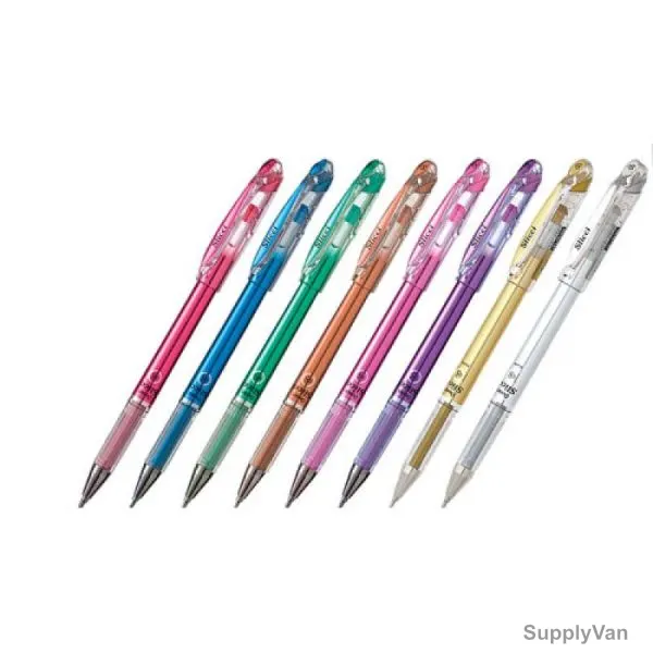 Pentel Slicci Gel Roller Pen Set, PE-BG208M-08E, 0.8MM Tip, Assorted Colors, 96 Pcs/Set